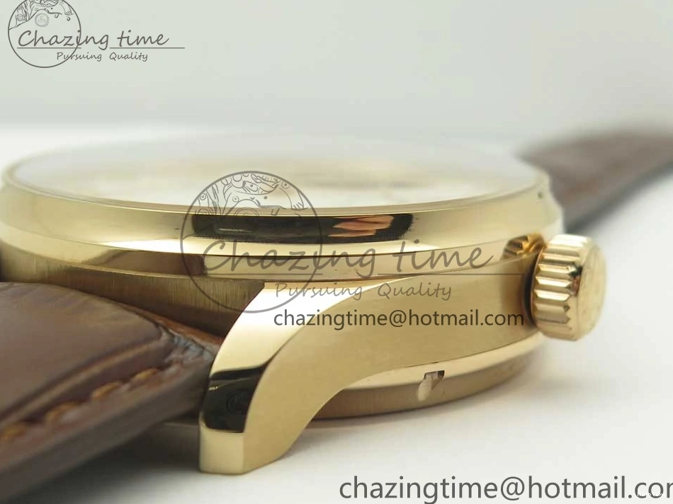 MIROTIME 0211 Portuguese Tourbillon IW504602 RG ZF Best Edition White Dial on Brown Leather Strap Stretchable 7178